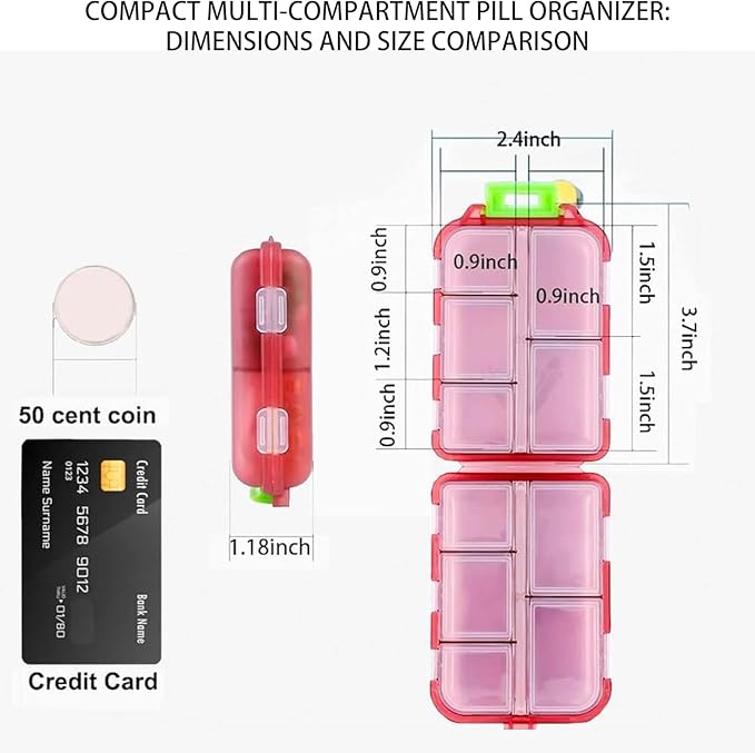 Pill Organizer with Medicine Labels Travel Daily Pill Container Mini Medication - Image 5