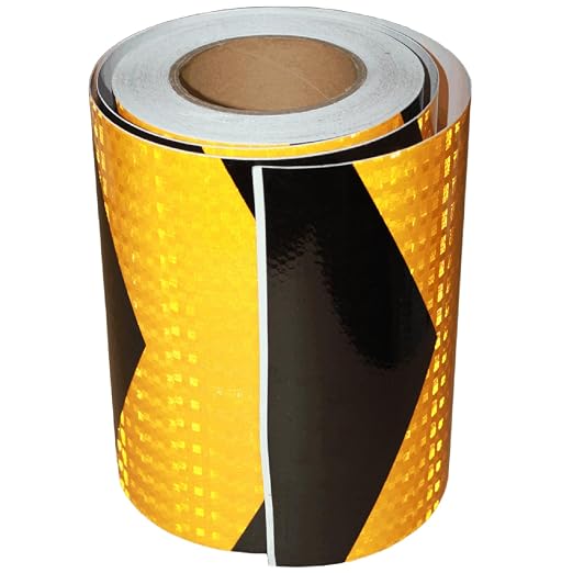 Yellow Black Reflective Tape 8 inch Wide, Outdoor Waterproof Hazard Conspicuity by tuyrchu