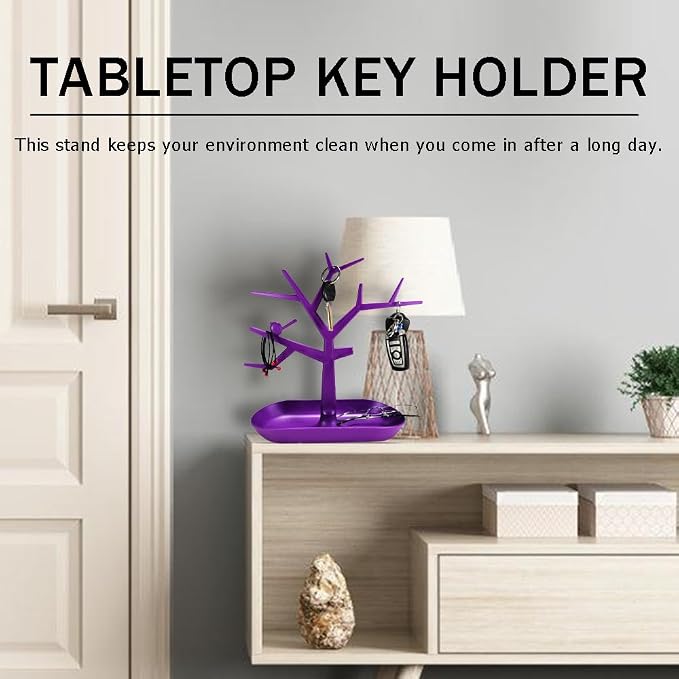 Tabletop Key Holder Stand Tree Key Rack, Stand Jewelry Display Necklace Ring - Image 2