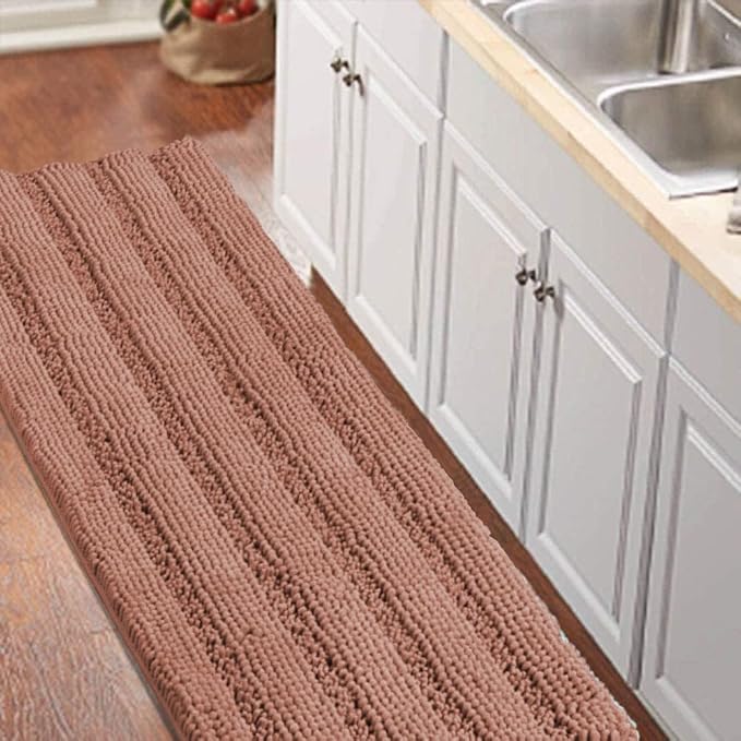 Turquoize Bathroom Runner Rug Extra Long Chenille Area Rug Non-Slip Bath Room by Turquoize