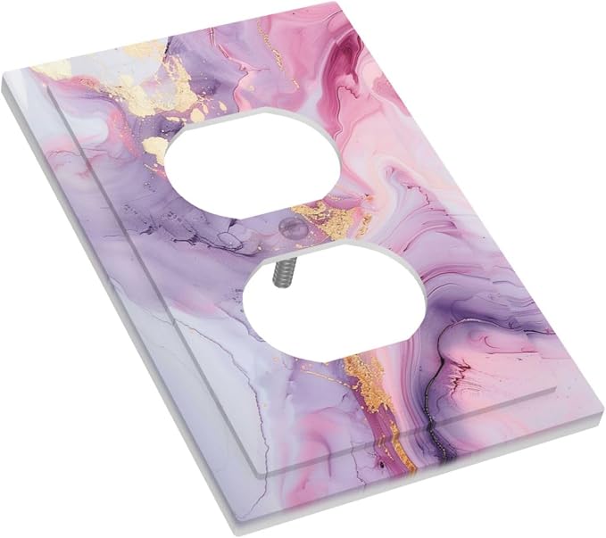 Outlet Covers Pink Marble Abstract Purple Gold Texture 1 Gang Duplex Wall Plate - Image 3
