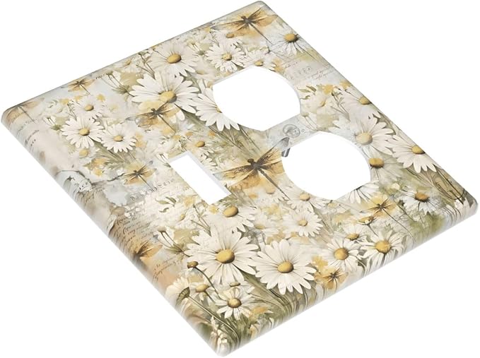 Vintage Letter Paper Wildflowers Dragonfly Daisy Floral Wallplates 1 Toggle 1 - Image 3