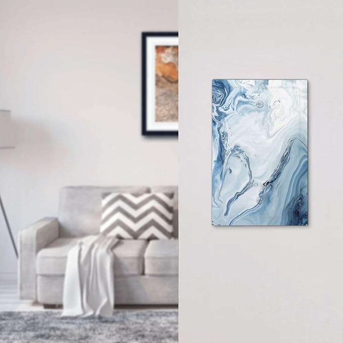 Light Blue Marble Texture Abstract Print Light Switch Cover Plate 1 Gang No - Image 7