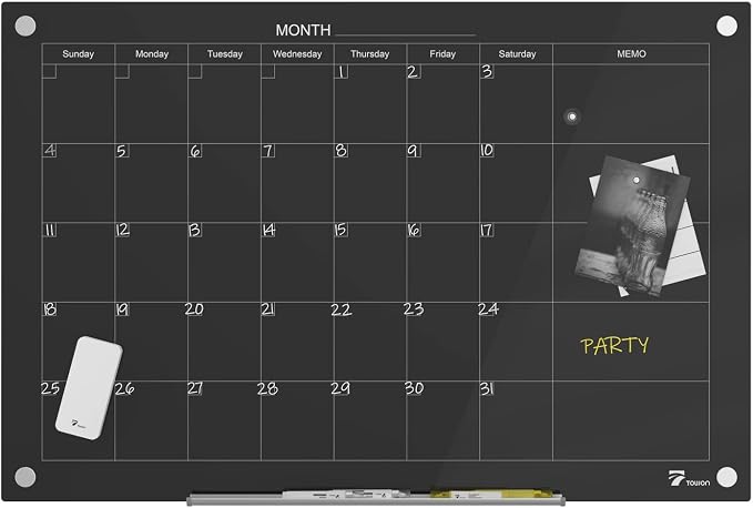 TOWON 47 x 35 Inch Glass Dry Erase Board Reminder, Magnetic Whiteboard Calendar - Image 6