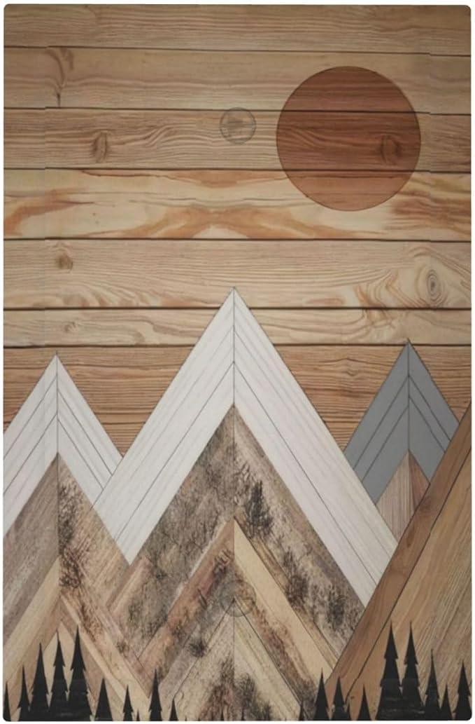 Wooden Planks Mosaic Snow Mountain Sun Light Switch Cover Plate 1 Gang No by Unknown
