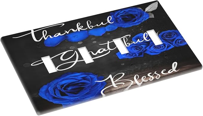 Light Switch Cover Blue Rose Thankful Grateful Blessed 4 Gang Switch Plate Quad - Image 3