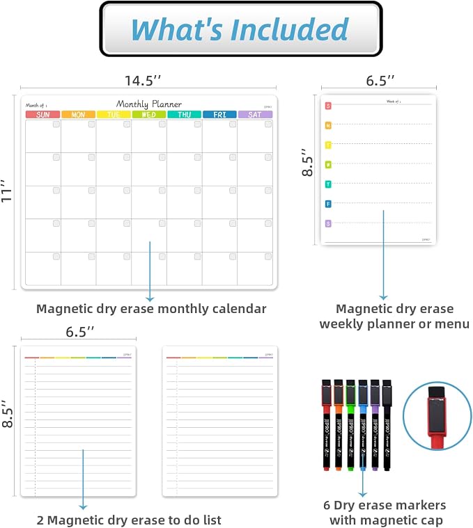 JJPRO Magnetic Monthly Calendar Whiteboard Set - Image 2