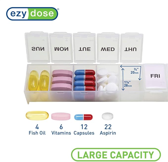 EZY DOSE Weekly Daily Pill Organizer, Vitamin Planner, and Medicine Container - Image 4