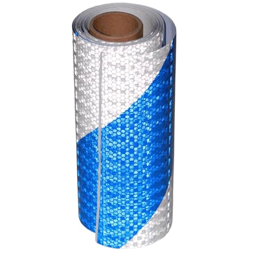 Reflective Tape Blue White 8 inch X 10 feet, Outdoor Waterproof High Visibility by tuyrchu