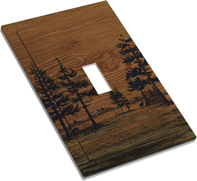 Decorative Light Switch Covers Rustic Farmhouse Brown Board Pine Tree Wood - Image 3