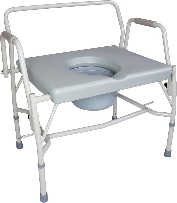 DMI Drop Arm Portable Toilet Commode, Extra-Wide Seat, 500 Pound Weight Capacity by DMI