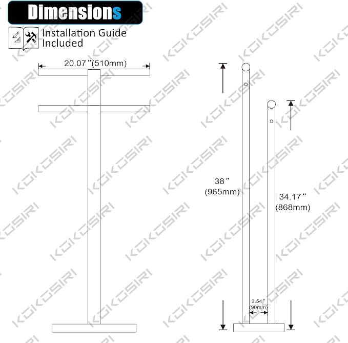 KOKOSIRI Standing Towel Rack for Bathroom Floor 2-Tier Towel Holder Free Stand - Image 2