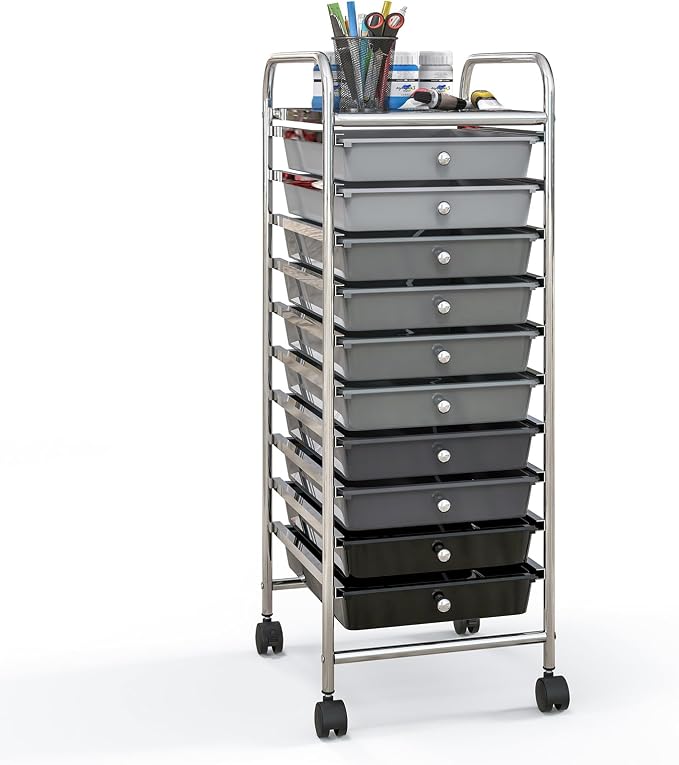 Giantex 10-Drawer Storage Cart w/Universal Wheel, Rolling Cart w/Handle - Image 9