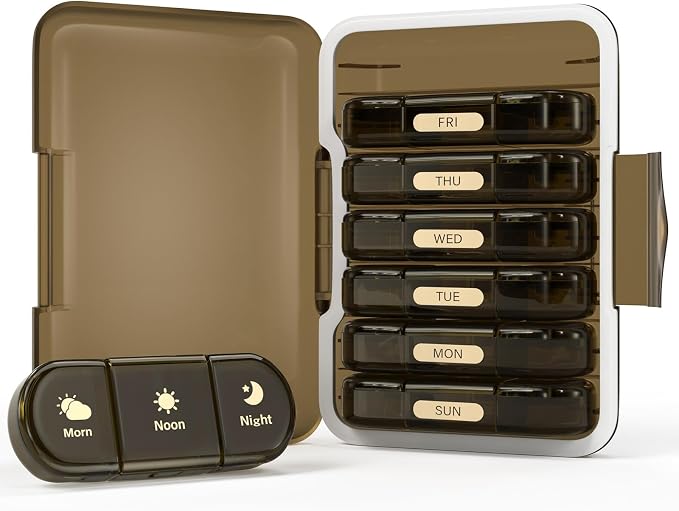 Weekly Pill Organizer 3X a Day, 7 Day Pill Box 3 Times, Portable by Codcaw
