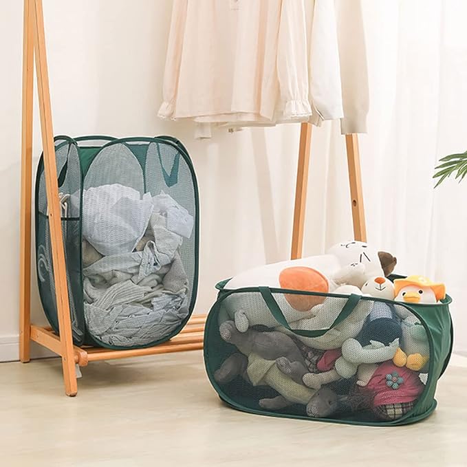 2 Pcs Mesh Popup Laundry Hamper, Opening Laundry Basket, Popup Laundry Basket - Field & Grace