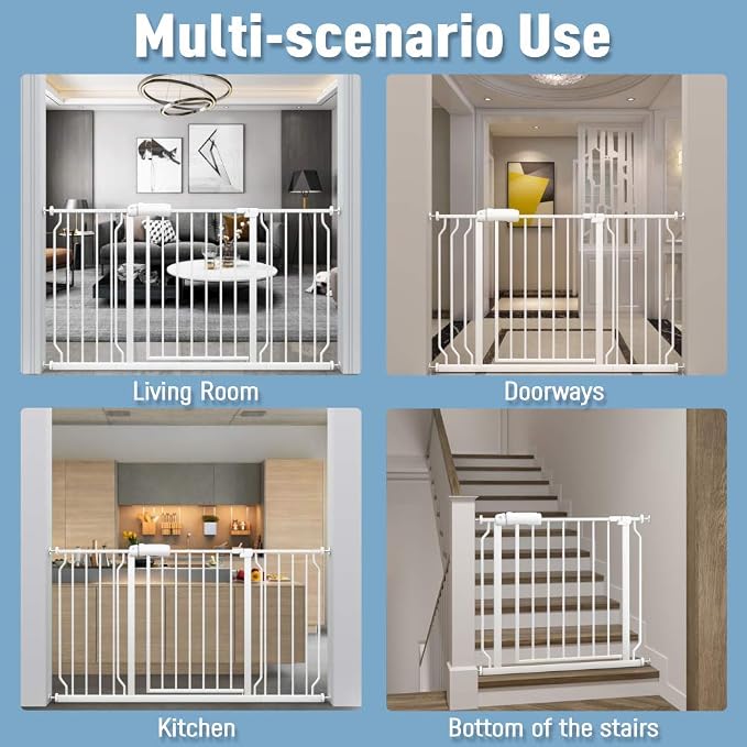 ALLAIBB Extra Wide Pressure Mount Baby Gate Auto Close White Metal Child Dog - Image 5