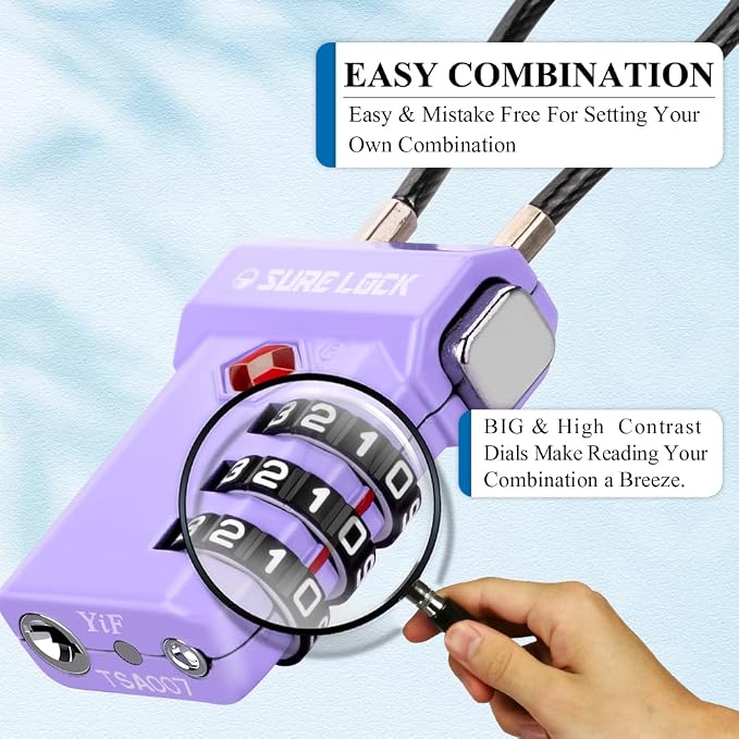 SURE LOCK TSA Approved 3-Digit Combination Luggage Locks – Open Alert Indicator - Image 4