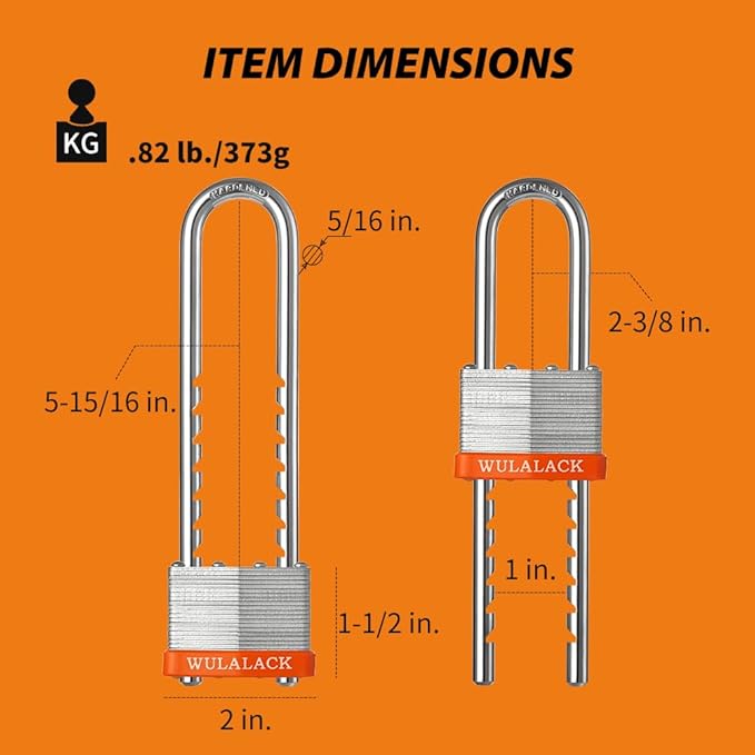 Padlock with Key, WULALACK 2 inch Wide Heavy Duty Laminated Steel Keyed Padlock - Image 2