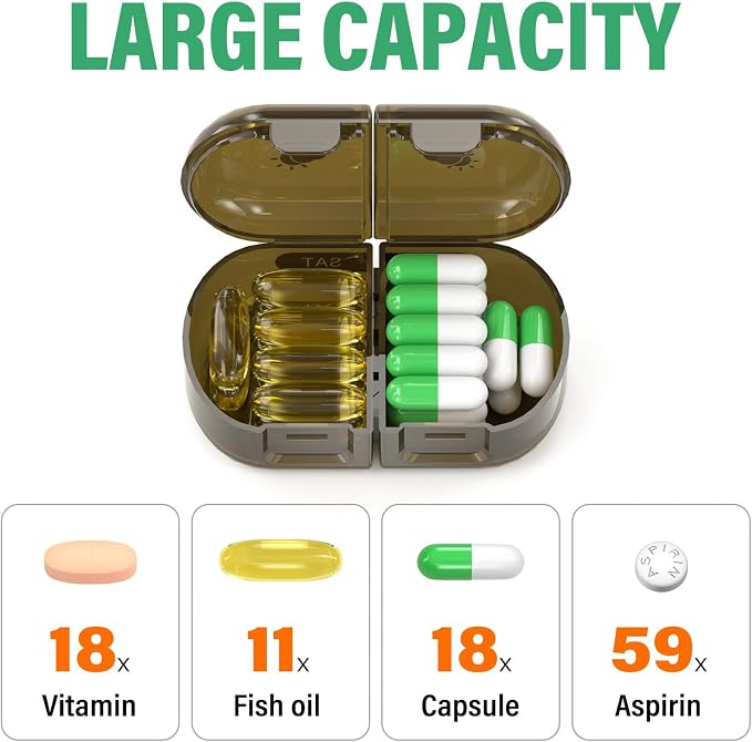 Weekly Pill Organizer 2 Times a Day, Moisture-Proof, Detachable Compartments - Image 2