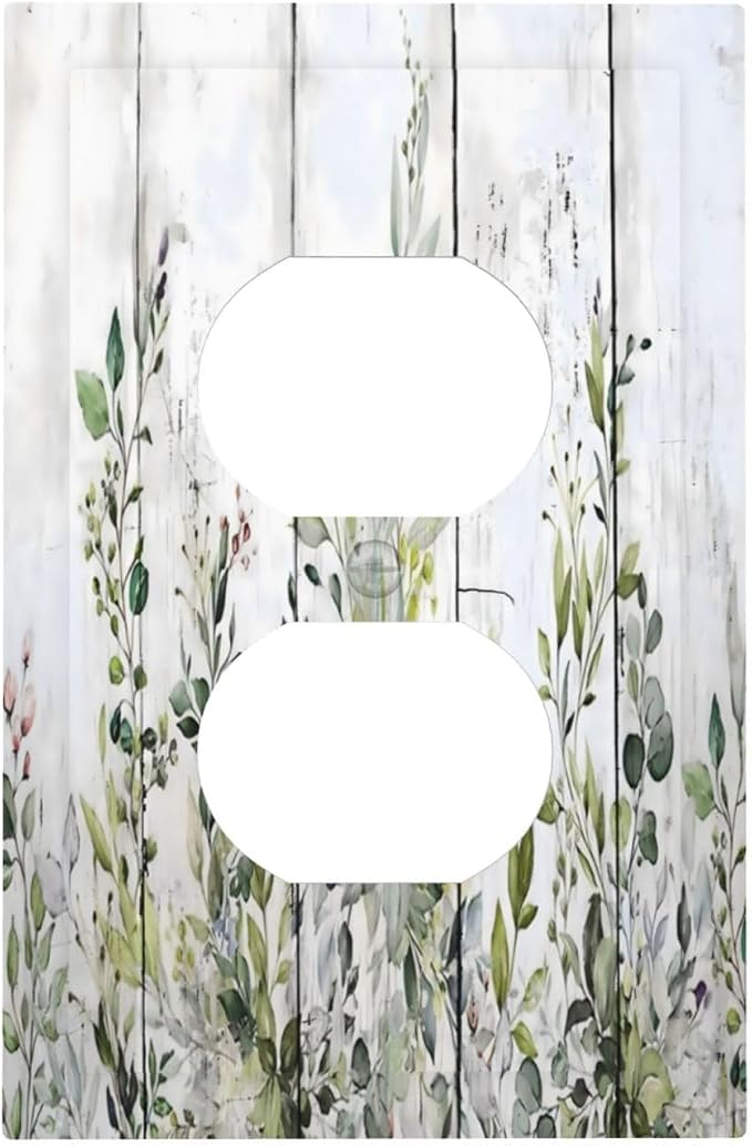 Sage Green Eucalyptus Rustic Country Botanical Leaf Flower Outlet Covers 1 Gang by Unknown