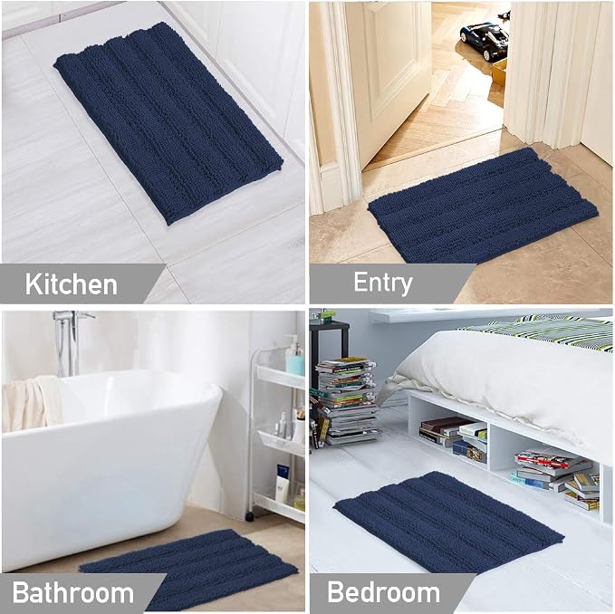 Turquoize Bathroom Rugs Shaggy Chenille Bath Rug Non Slip Thick Shaggy Bath Mats - Image 6