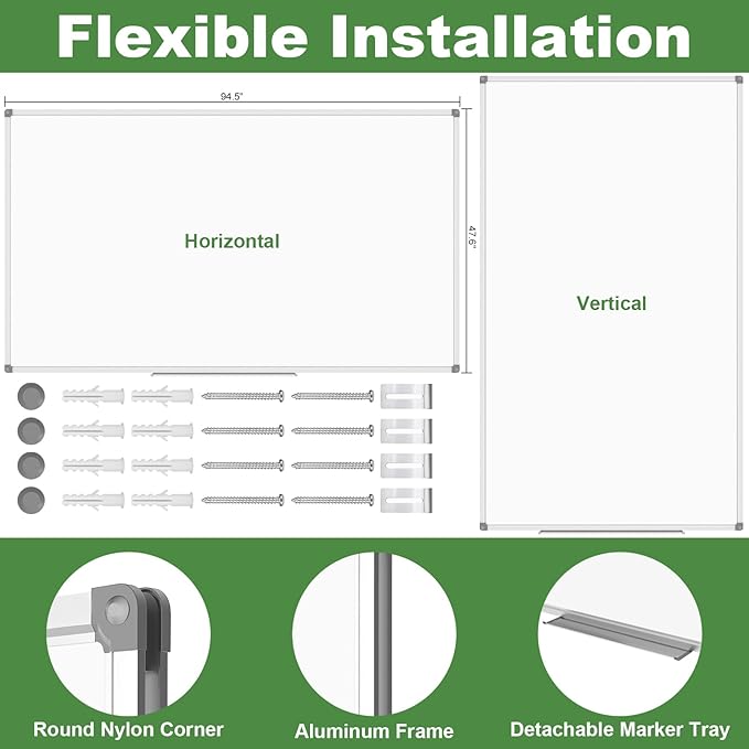 Lockways Dry Erase Board 96 x 48 Inch, Large 4 x 8 Magnetic White Board Pack of - Image 3