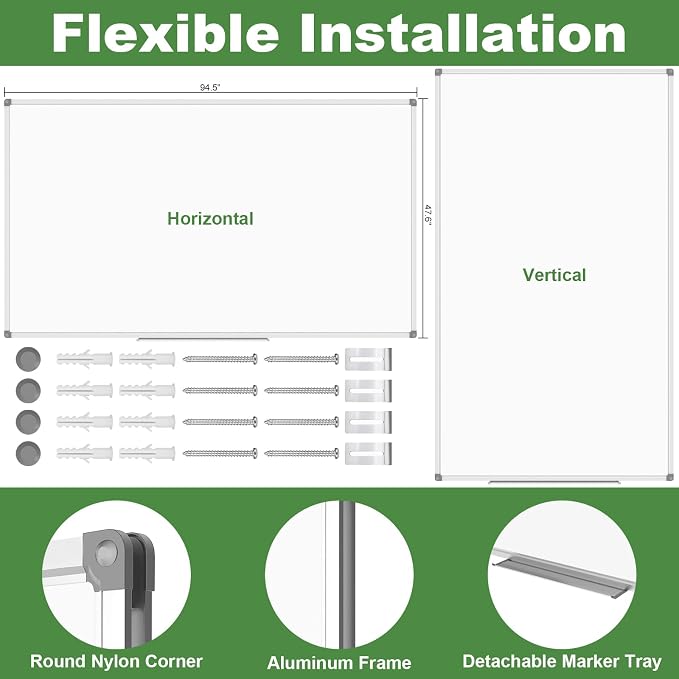 Lockways Dry Erase Board 96 x 48 Inch, Large Magnetic 4 x 8 White Board Wall - Image 2