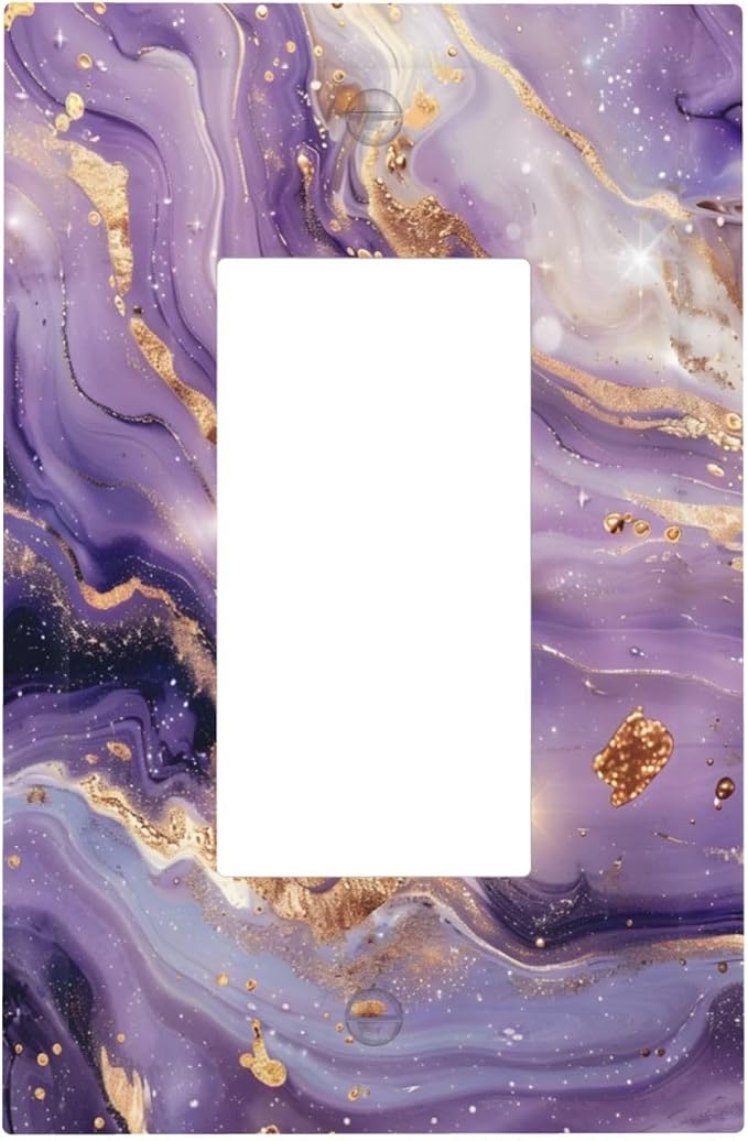 Luxury Marble Texture Purple And Gold Abstract Print Decorative Outlet Covers 1 by Unknown