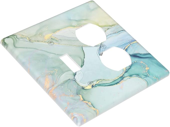Wallplates Teal Gold Marbling Turquoise 1 Toggle 1 Duplex Switch Plate - Image 3