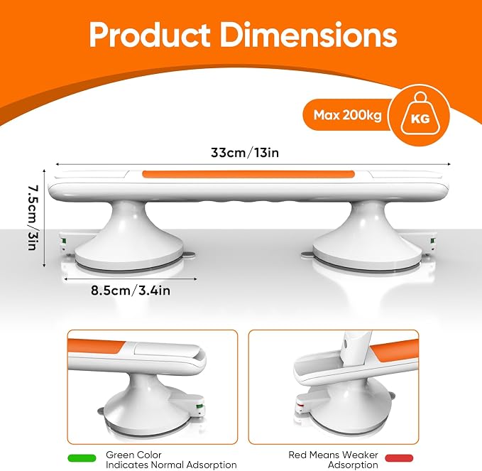 Showers Bathtubs Grab Bars, Slip Grip Handrails, Heavy Duty Anti Slip Grip - Image 6