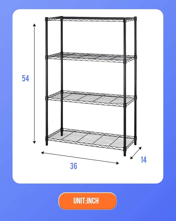 36" L×14" W×54" H Commercial Wire Shelving Unit Metal Shelf - Image 3