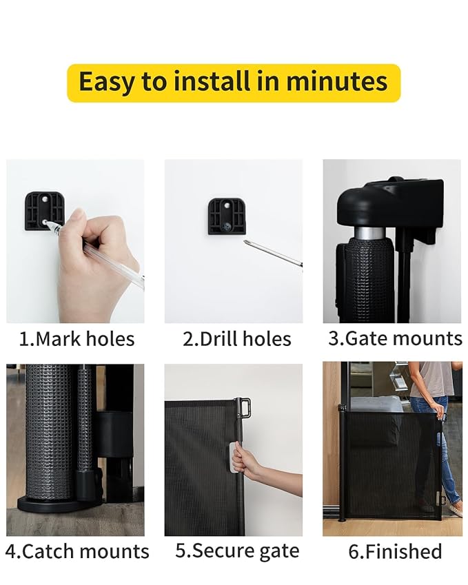 Retractable Baby Gate for Stairs – 33” Height, Expands up to 71” Width – Safety - Image 5