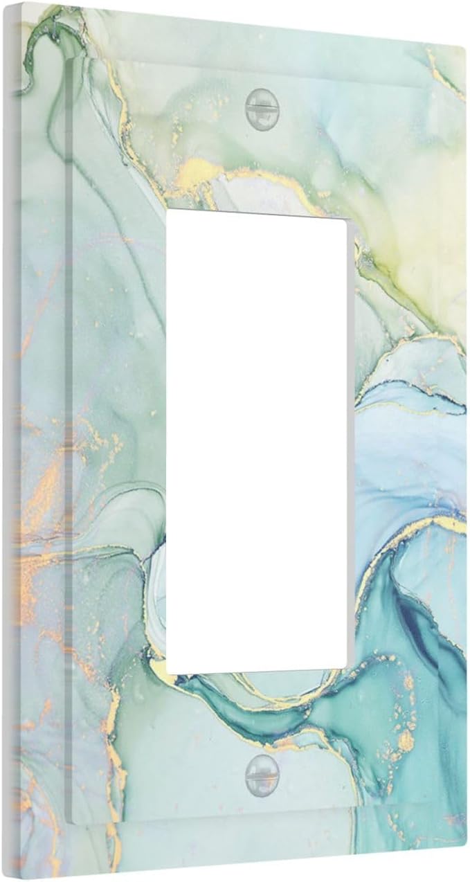 Decorative Outlet Covers Teal Gold Marbling Turquoise 1 Gang Single Rocker - Image 2