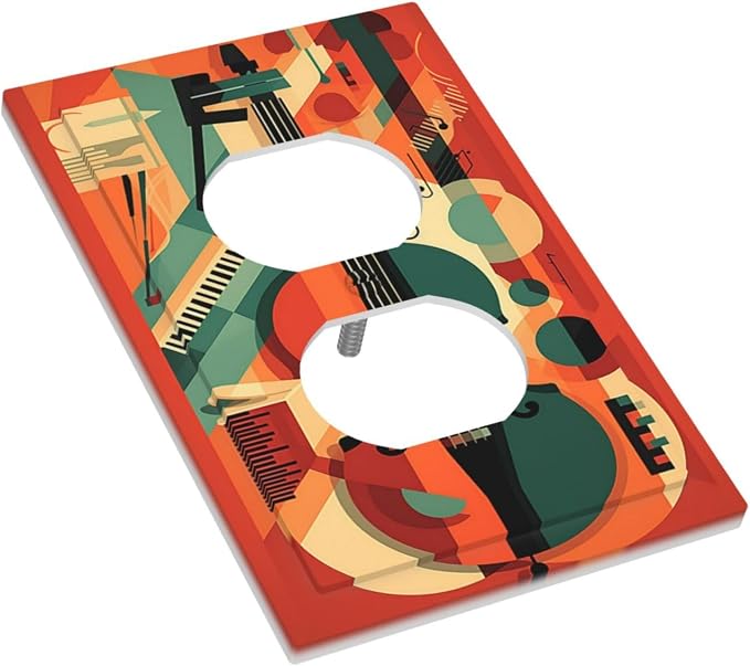 Outlet Covers Violin Abstract Jazz Colorful Painting 1 Gang Duplex Wall Plate - Image 3