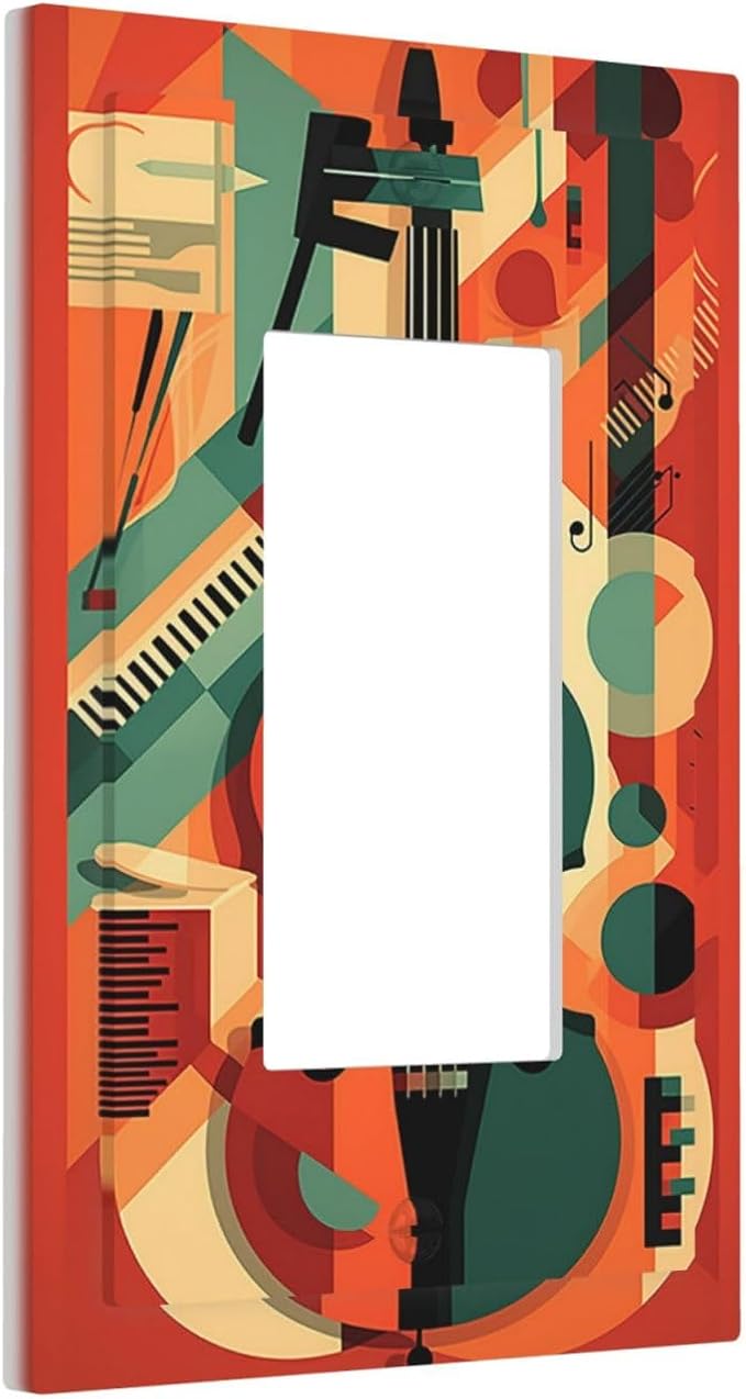 Decorative Outlet Covers Violin Abstract Jazz Colorful Painting 1 Gang Single - Image 2