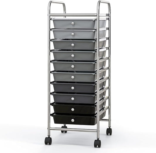 Giantex 10-Drawer Storage Cart w/Universal Wheel, Rolling Cart w/Handle by Giantex