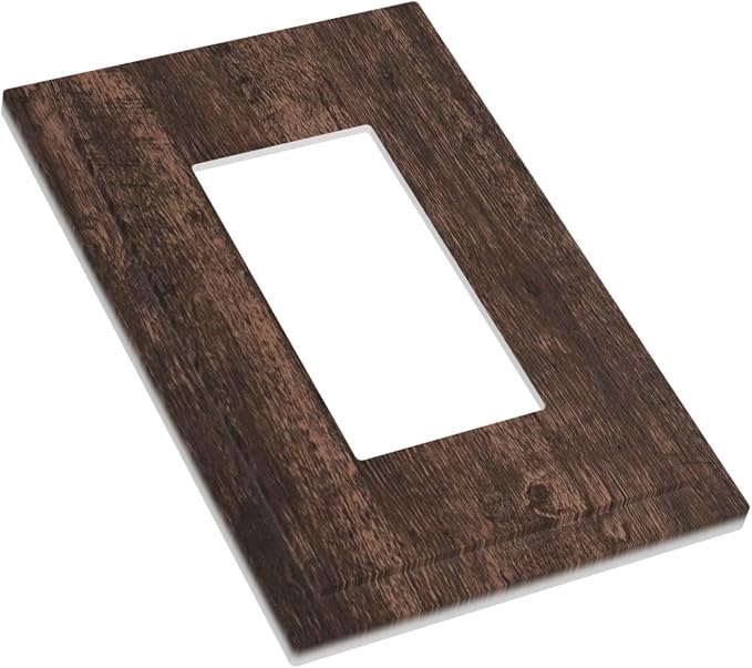 Decorative Outlet Covers Rustic Dark Brown Wood Grain 1 Gang Single Rocker - Image 3