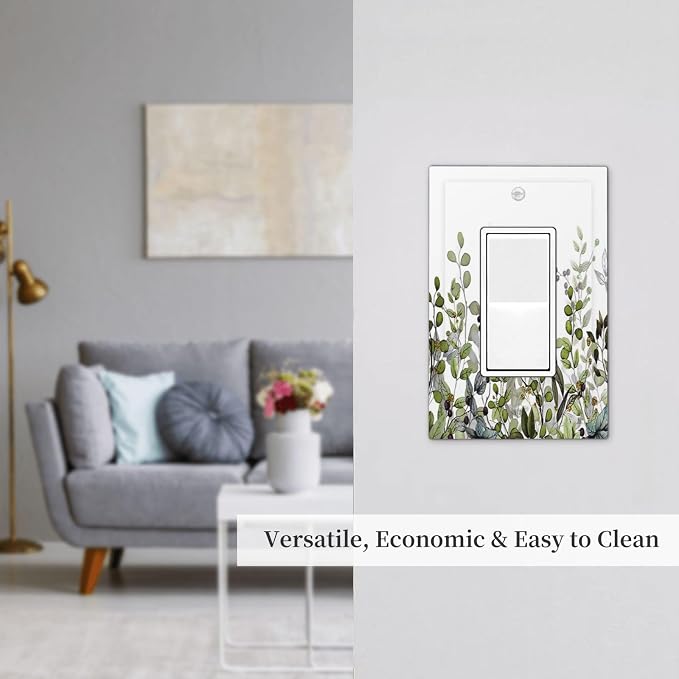 Watercolor Green Eucalyptus Leaves Plants Fruit Decorative Outlet Covers 1 Gang - Image 7