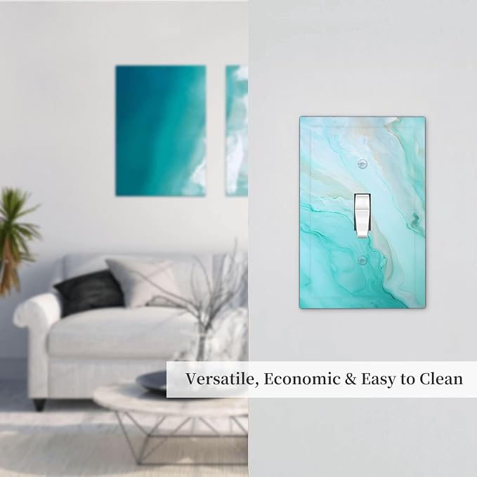 Teal Gold Marbling Turquoise Print Decorative Light Switch Cover 1 Gang Single - Image 7