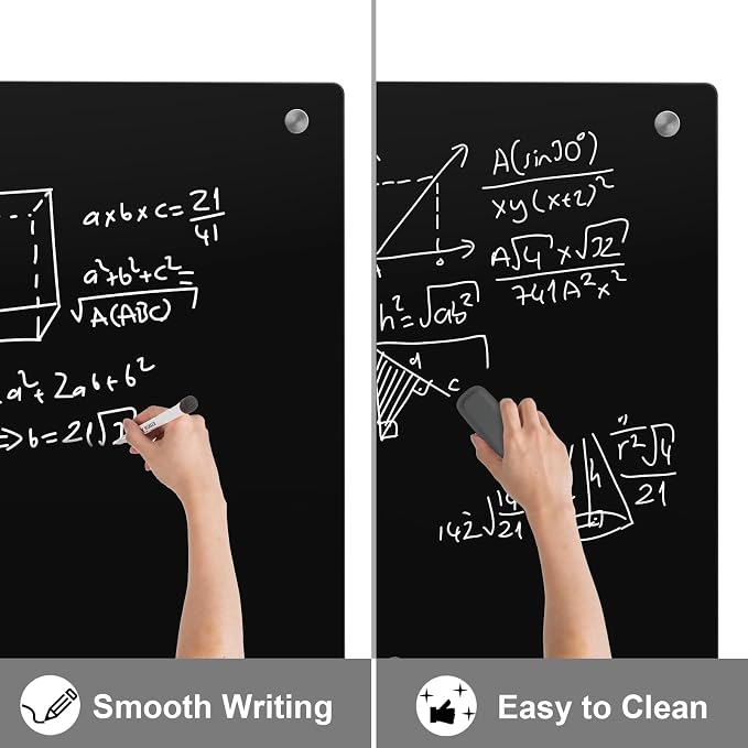 Large Black Glass Dry Erase Board, 72 x 48 Inches Magnetic Glass whiteboard - Image 3
