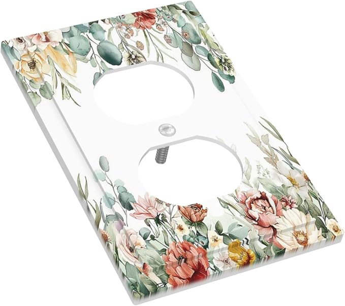 Outlet Covers Vintage Boho Floral Leaves Rustic Sage Botanical 1 Gang Duplex - Image 3