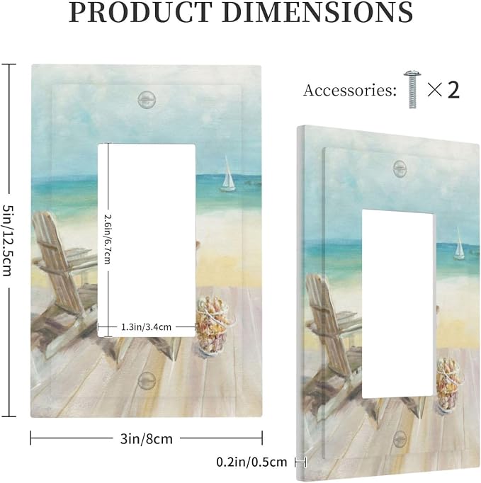 Outlet Covers Beach Chair Seascape Blue Ocean 1 Gang Wall Plate Single Rocker - Image 5