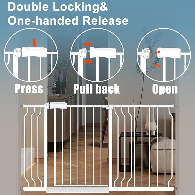 Extra Wide Long Baby Gates 62-67 Inch Stairs Doorways Pet Dog gate Indoor - Image 3