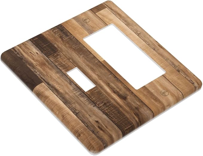 Rustic Brown Wood Splicing Vintage Dark Oak Print Outlet Covers 1 Toggle 1 - Image 3