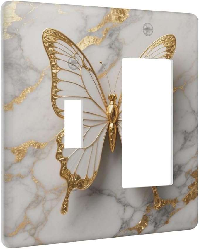 Gold Marble Shine Butterfly Abstract Modern Print Outlet Covers 1 Toggle 1 - Image 2