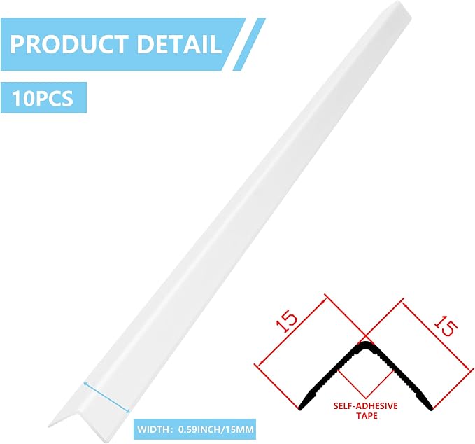 10pcs 57"L*0.59"W Aluminum Self-Adhesive Wall Corner Protectors, Wall Furniture - Image 3
