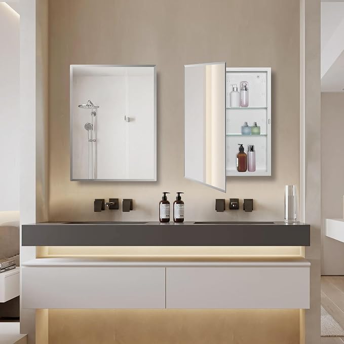 Bathroom Medicine Cabinet with Beveled Edge Mirrored Door 30 x 26 inch - Image 2
