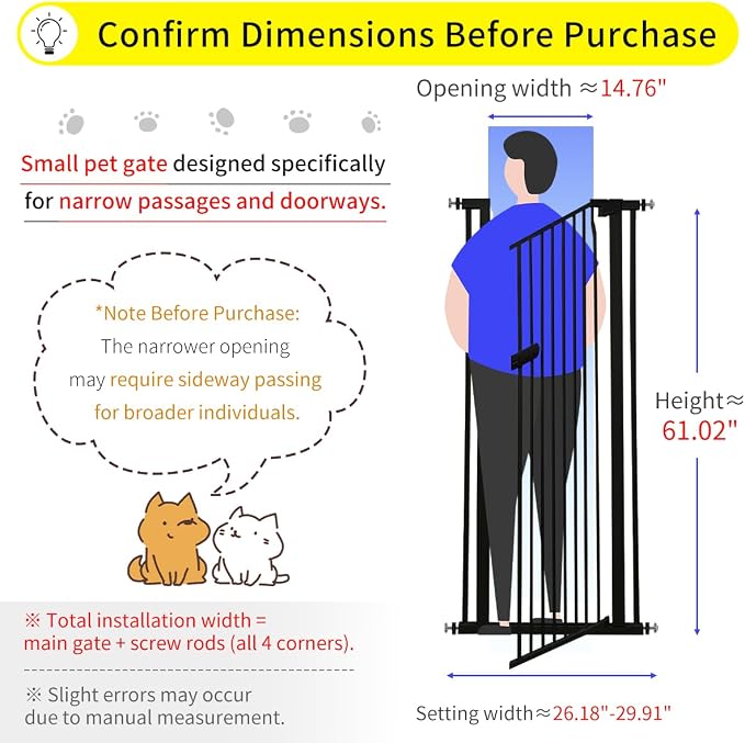 Lumizone Extra Tall Cat Gate 61.02" High Pressure Mounted Extra Wide 2025 New - Image 2