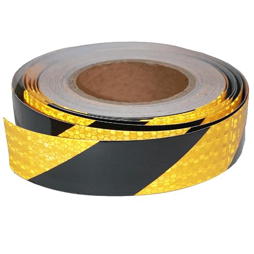 Yellow Black Reflective Tape Outdoor Waterproof 1 inch X 66 feet, High by tuyrchu
