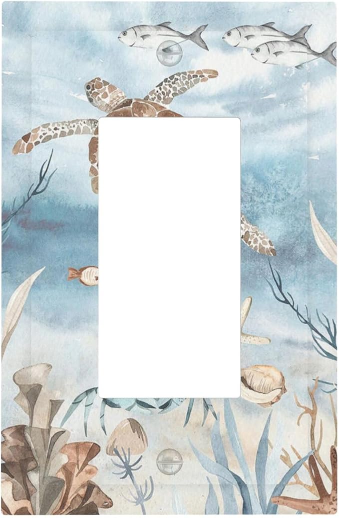 Decorative Outlet Covers Sea Turtle Coral Reef Nauticaltheme 1 Gang Single by LightSwitchCover